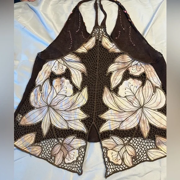 RARE GEM! Free People Crocheted and Beaded Vintage Tank - Picture 1 of 6